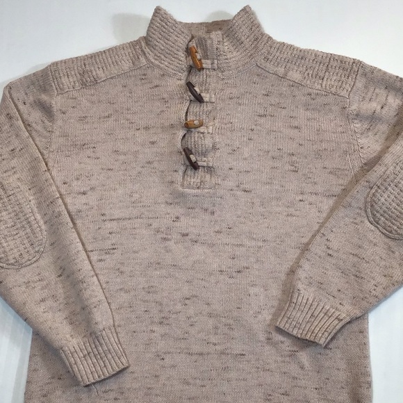 JB Holt Lincoln Mens Henley Sweater Size XL Elbow Patch Woodeon Toggle Academia - Picture 9 of 16